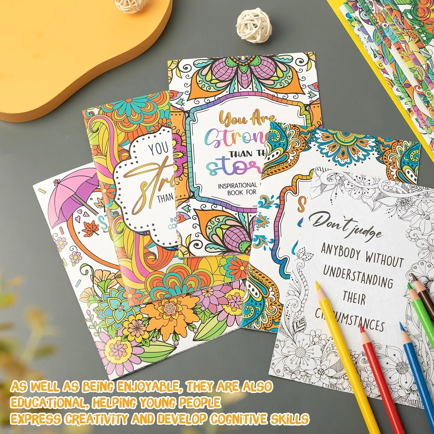 Liliful Spring Coloring Book Bulk for Adult Kids DIY Art Stress Relief Drawing Book with Patterns for Adults, Party Favors, Goodie Bag Filler and Holiday Gifts(144 Pcs,Motivate)