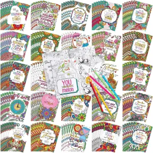 Liliful Spring Coloring Book Bulk for Adult Kids DIY Art Stress Relief Drawing Book with Patterns for Adults, Party Favors, Goodie Bag Filler and Holiday Gifts(144 Pcs,Motivate)