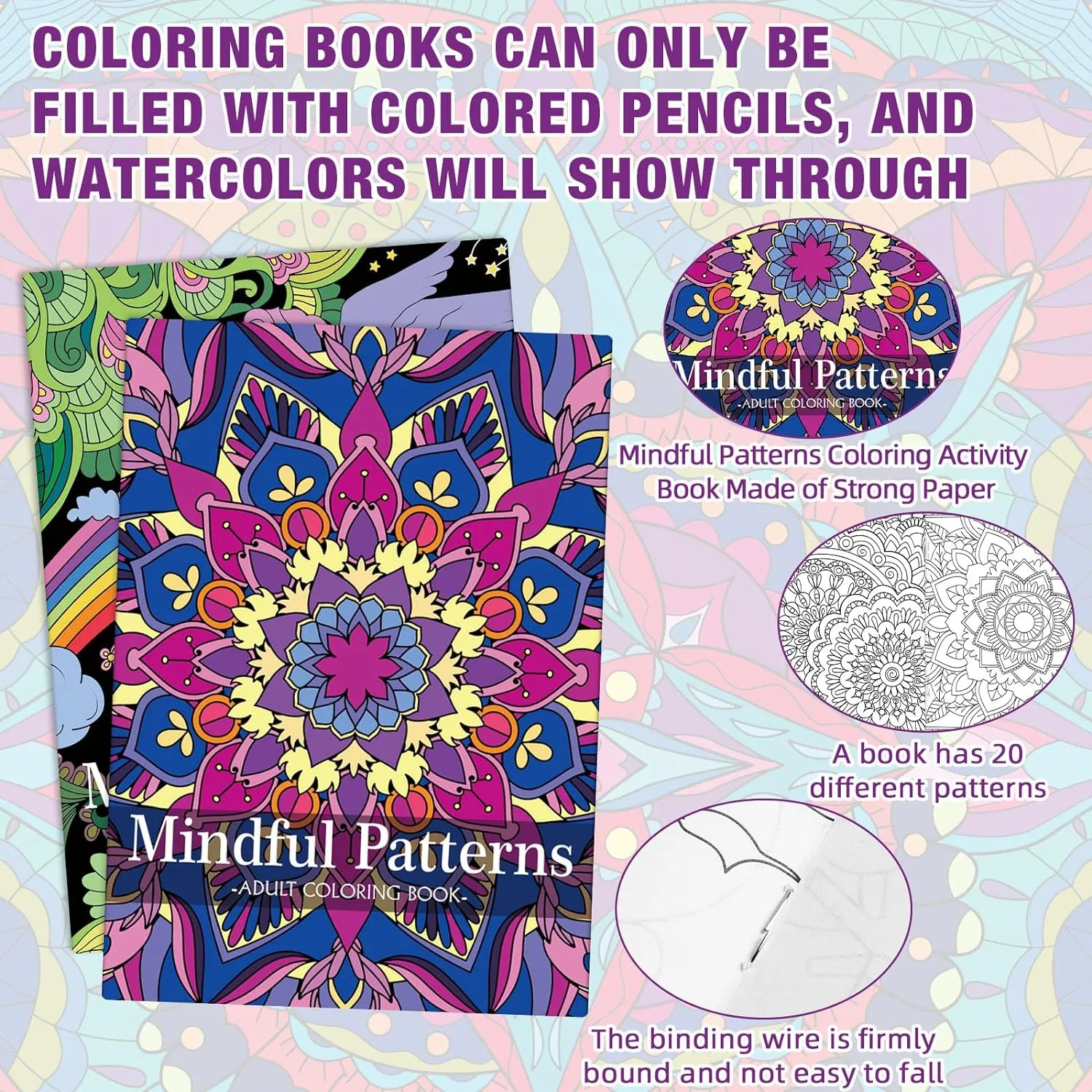 Liliful Spring Coloring Book Bulk for Adult Kids DIY Art Stress Relief Drawing Book with Patterns for Adults, Party Favors, Goodie Bag Filler and Holiday Gifts(24 Pcs,Mindful)