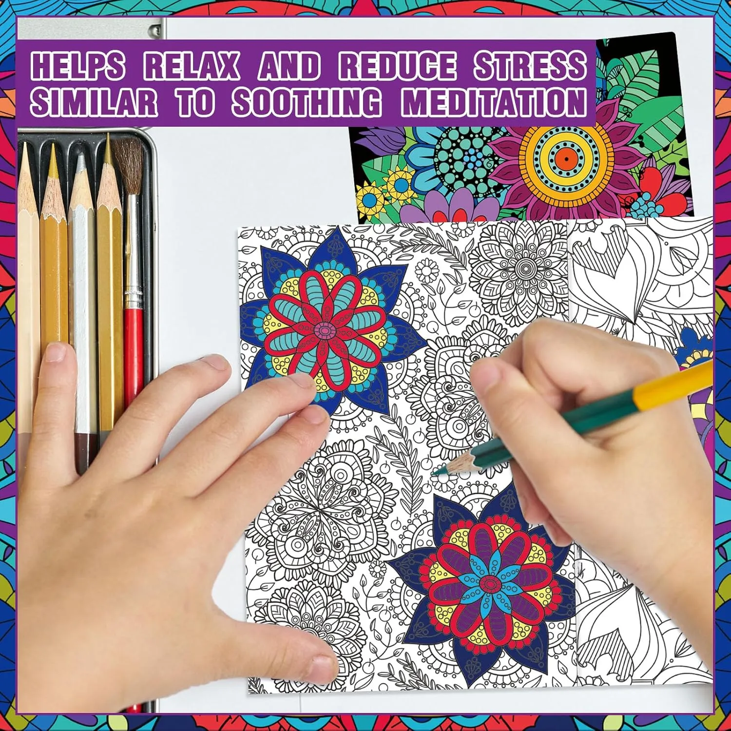 Liliful Spring Coloring Book Bulk for Adult Kids DIY Art Stress Relief Drawing Book with Patterns for Adults, Party Favors, Goodie Bag Filler and Holiday Gifts(24 Pcs,Mindful)