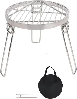 Lineslife Folding Campfire Grill Grate Top for Solo Stove Bonfire, Portable Stainless Steel Campfire Tripod for Bonfire Fire Pit, Dutch Oven, Open Fire Tripod Grill with Legs, Diameter: 13"