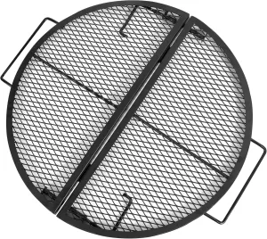 Lineslife X-Marks Fire Pit Cooking Grill Grates Portable, Heavy Duty Folding Round Campfire Grill Grate, Firepit Grill Grate with Handles for Outdoor BBQ Picnic, Black 24 Inch