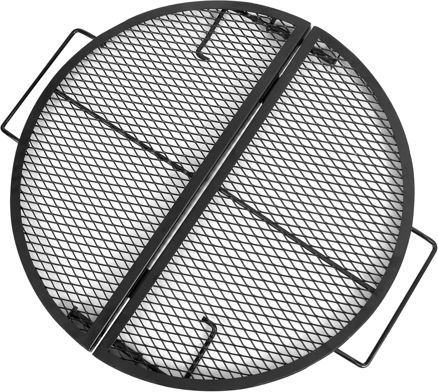 Lineslife X-Marks Fire Pit Cooking Grill Grates Portable, Heavy Duty Folding Round Campfire Grill Grate, Firepit Grill Grate with Handles for Outdoor BBQ Picnic, Black 24 Inch