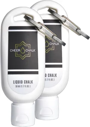 Liquid Chalk - Chalk for Elite Cheerleading - Chalk for Stunting - Chalk for Gymnastics - 50ml Bottle with Carabiner - 50 Practices Per Bottle - Maximum Grip for Safer Stunting