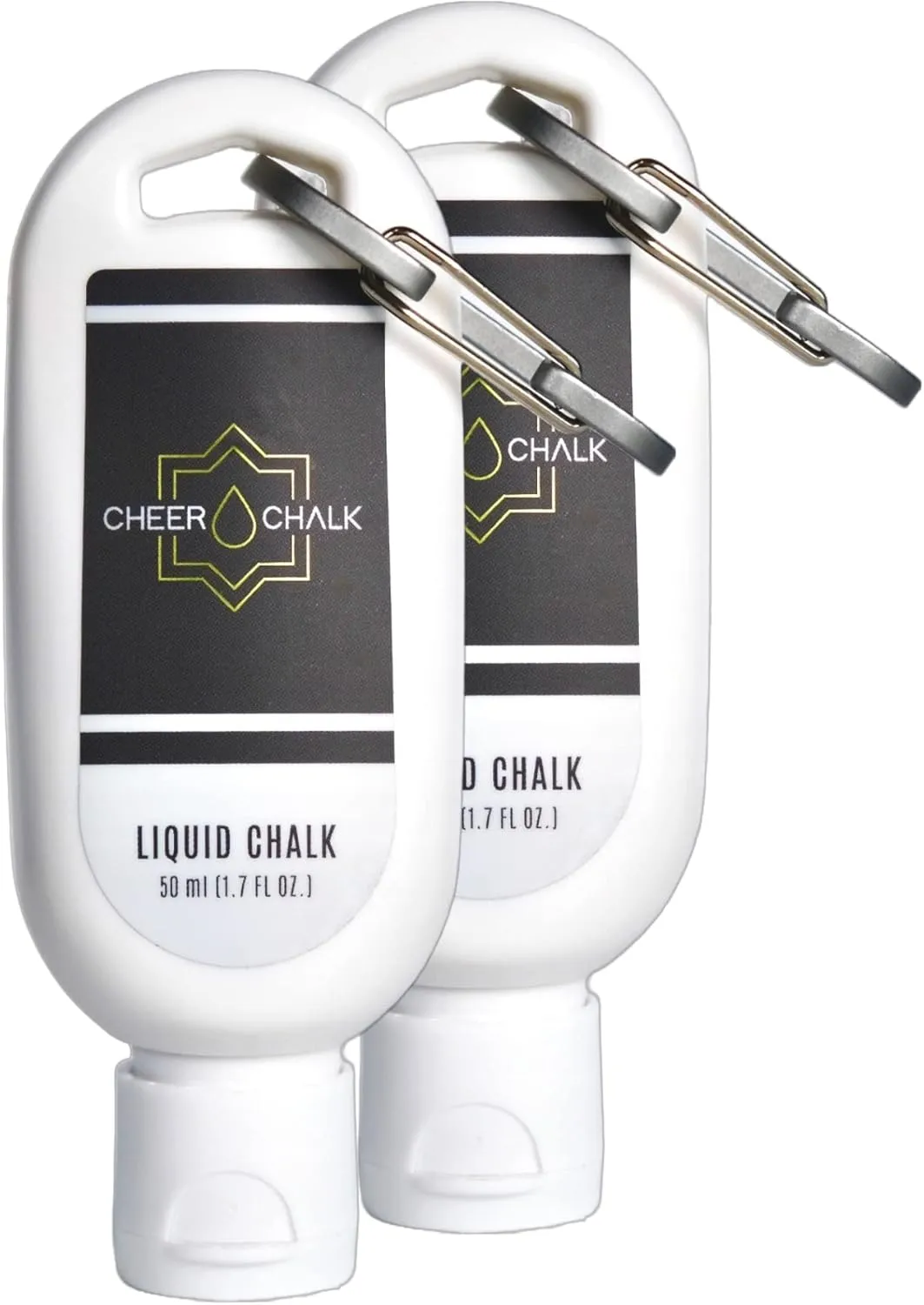 Liquid Chalk - Chalk for Elite Cheerleading - Chalk for Stunting - Chalk for Gymnastics - 50ml Bottle with Carabiner - 50 Practices Per Bottle - Maximum Grip for Safer Stunting