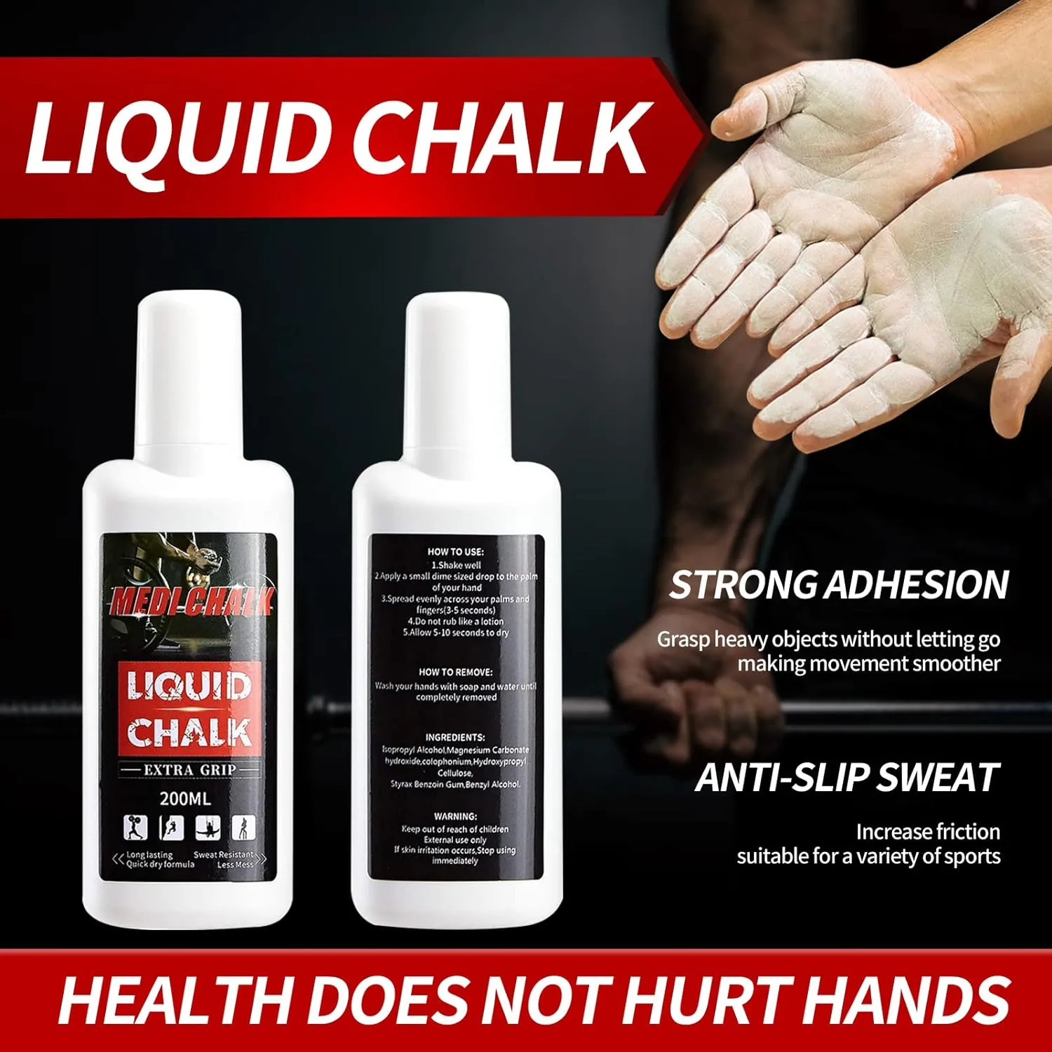 Liquid Chalk, Sports Chalk, Hand Grip Chalk,Weightlifting Chalk,Gym Chalk,Work Out Chalk for Cross Training, Powerlifting,Pole Dance