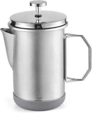 Lixada Camping Coffee Pot 1L French Press Coffee Maker with Foldable Handle Coffee Kettles Stainless Steel for Camping Picnic Home