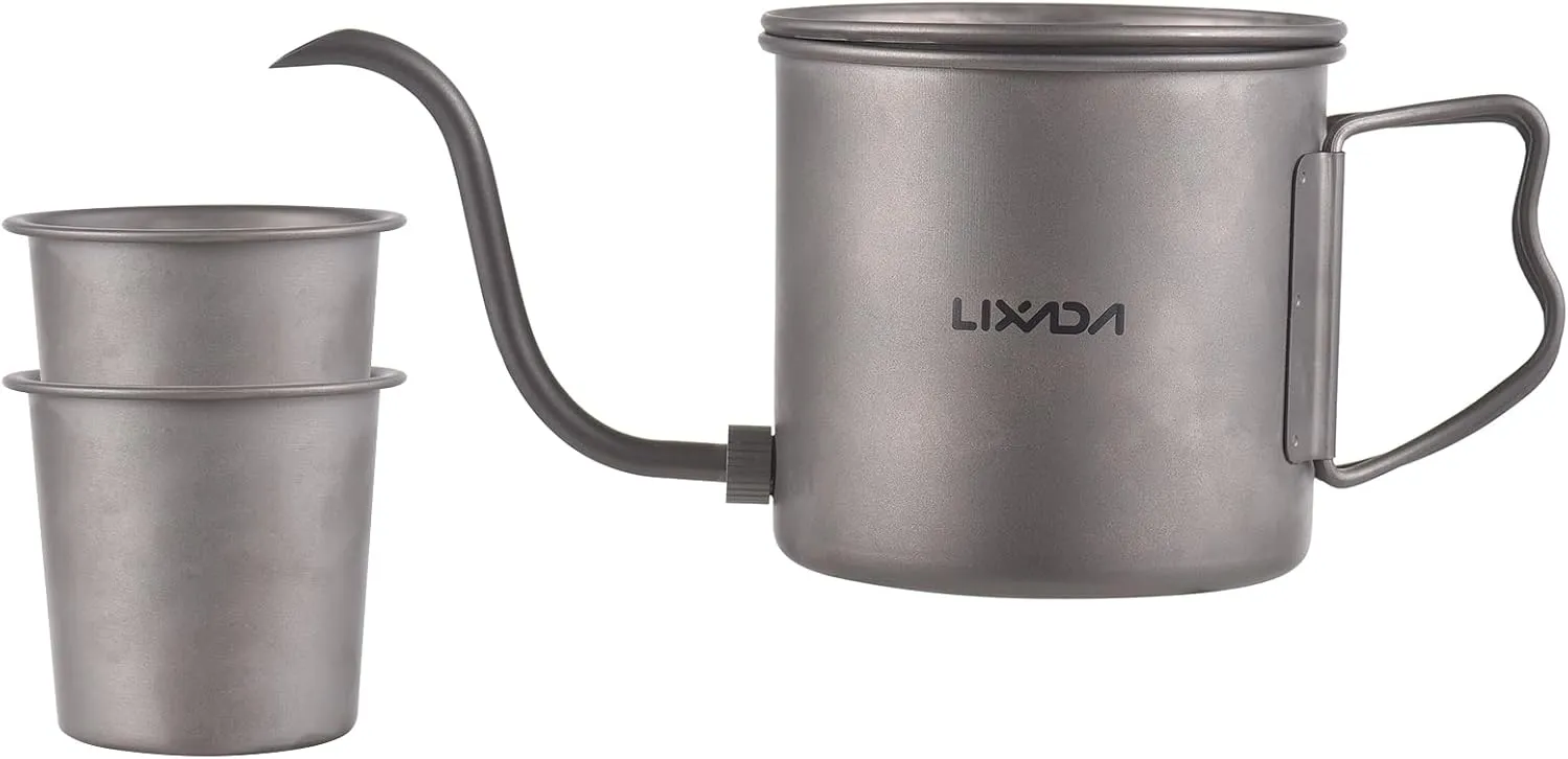 Lixada Camping Kettle Titanium Coffee Pot With Removable Spout