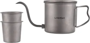 Lixada Camping Kettle Titanium Coffee Pot With Removable Spout