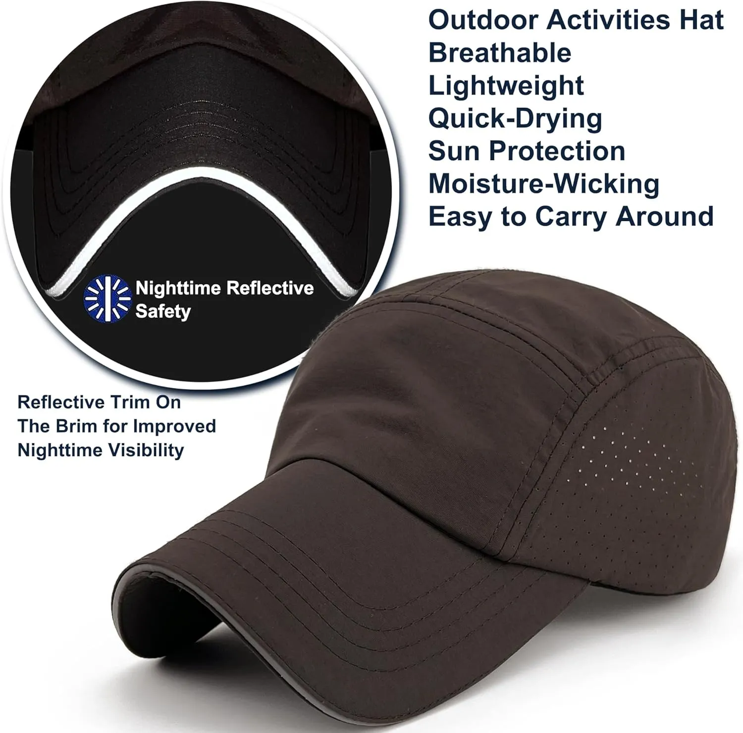 Loneshark Oversized XXL Reflective Men Quick Dry Hat Lightweight Sun Cap for Running/Golf/Baseball Women Breathable Mesh Cap