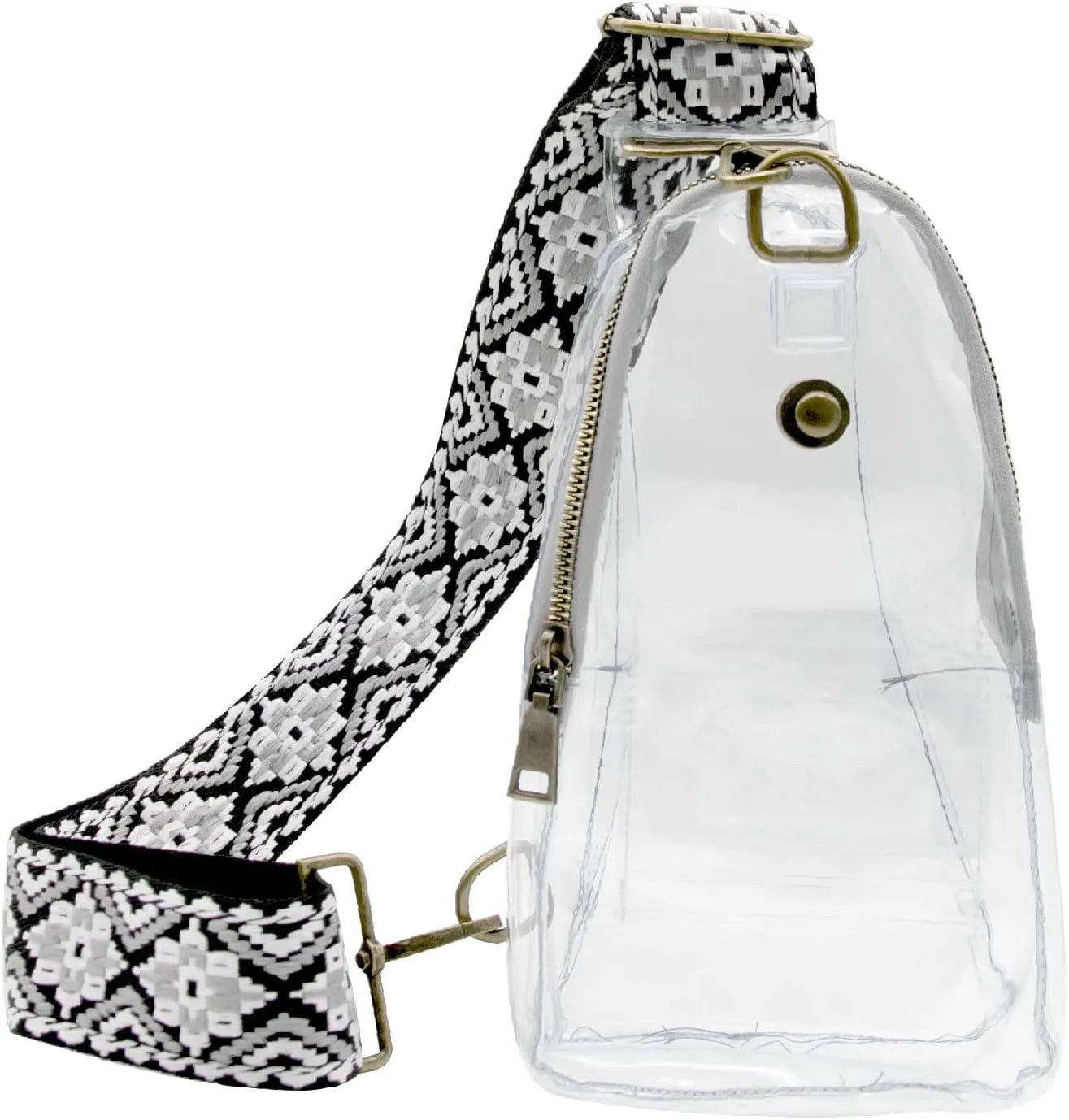 Long Keeper Clear Sling Shoulder Bag Stadium Approved Backpack Women Men Crossbody Chest Bag With Bohemia Adjustable Strap (Grey)
