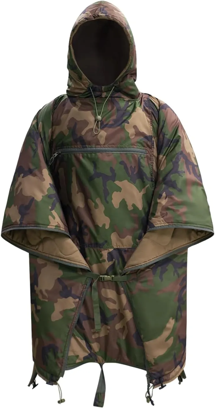 LOOGU Camo Blanket Waterproof Insulation Poncho Liner for Outdoor Camping, Hiking, Hunting, Survival, Backpacking, Picnicking