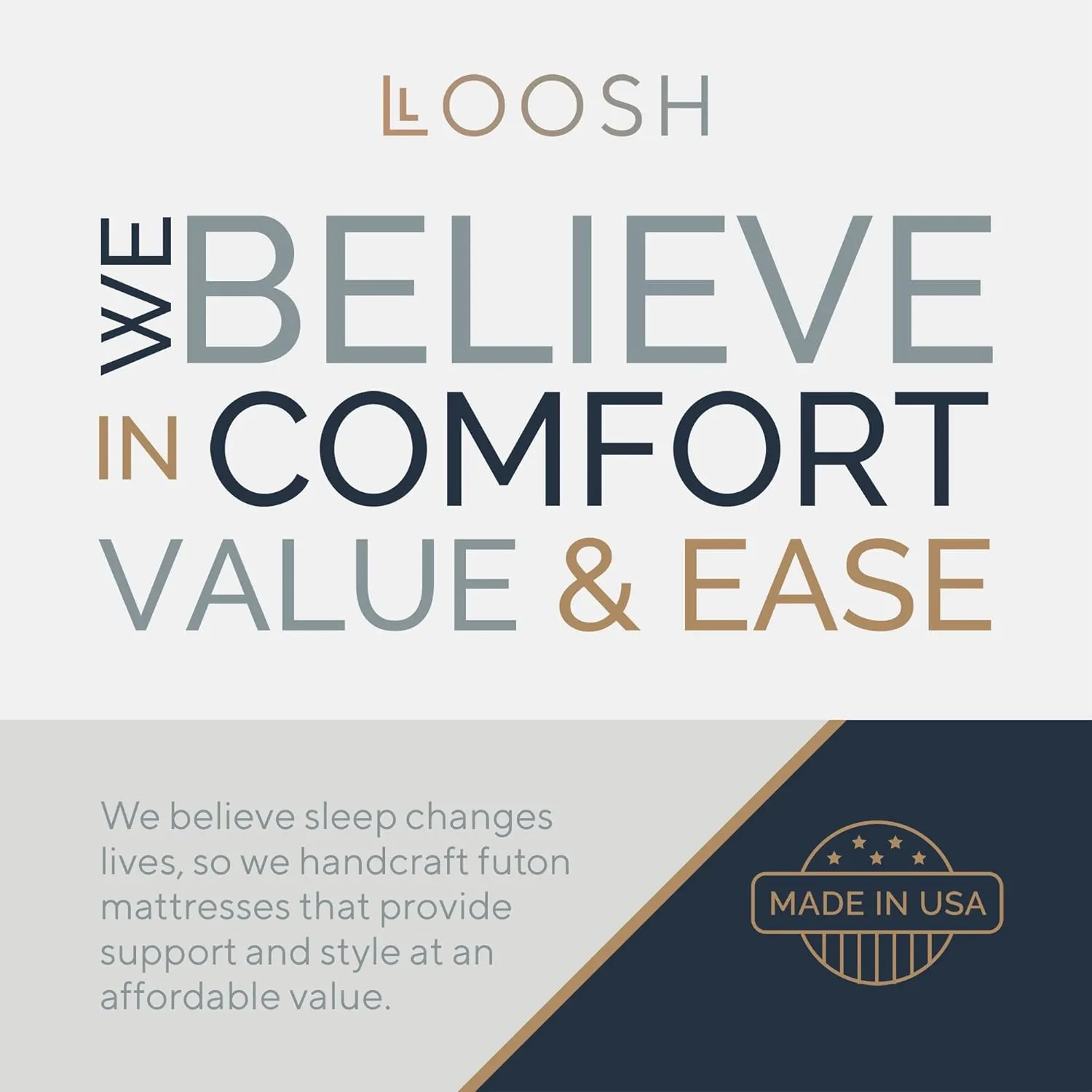 Loosh Home | 10" Full Size Futon Sofa Bed Pocket Coil Foam Mattress - USA Made, Navy, No Frame