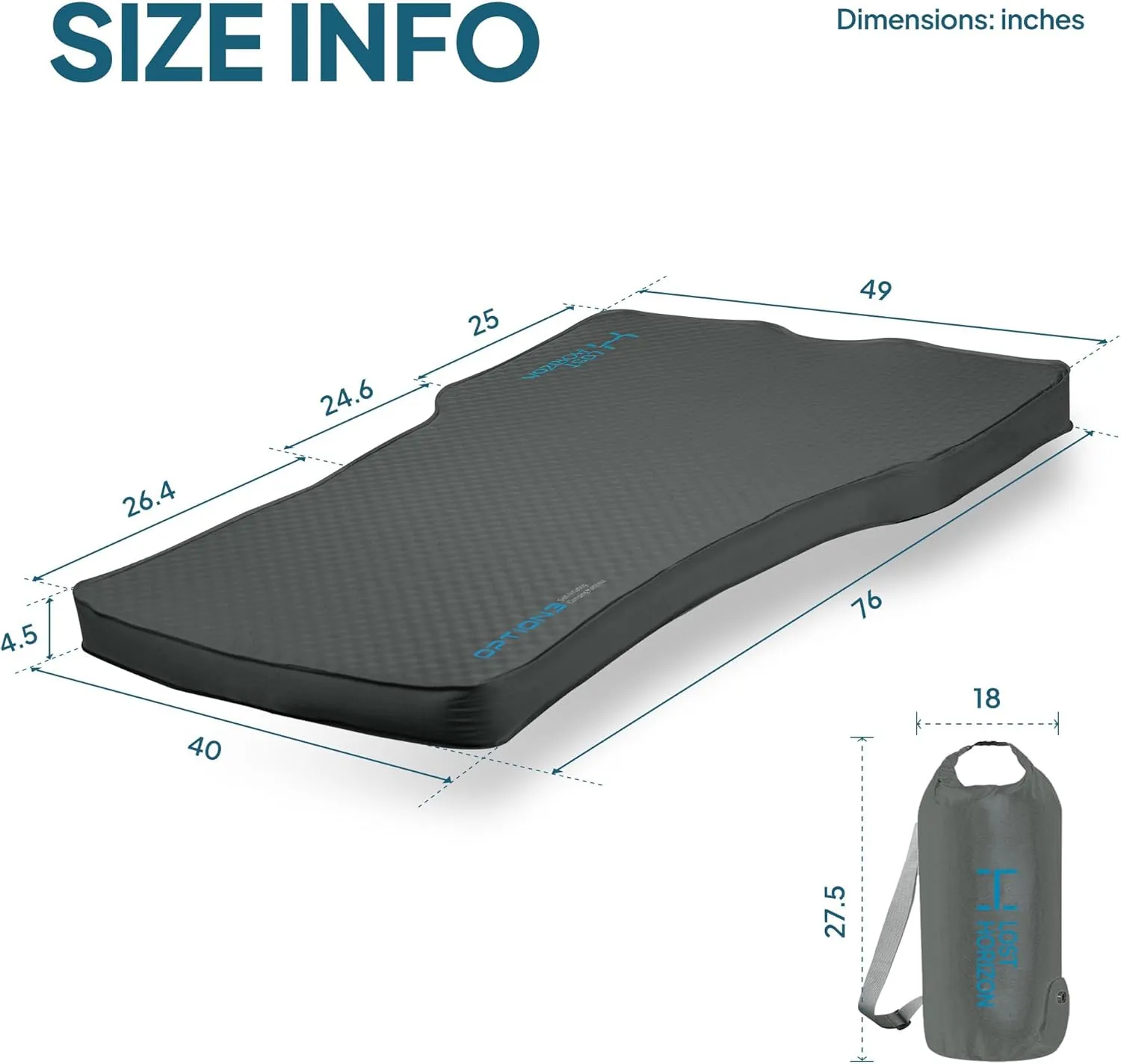 LOSTHORIZON Camping Air Mattress with Foam for Tesla, Self Inflating Sleeping Pad with Air Pump, 4.5" Thick, R-Value 13, Model 3