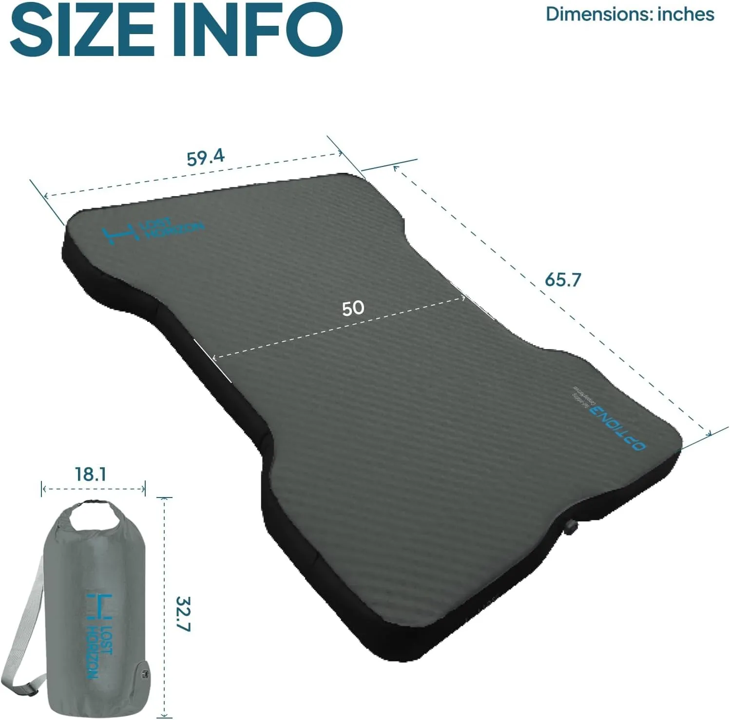 LOSTHORIZON Truck Bed Camping Air Mattress with Foam, Self Inflating Sleeping Pad for Full Size 5.5-5.8FT with Air Pump, 4.5" Thick