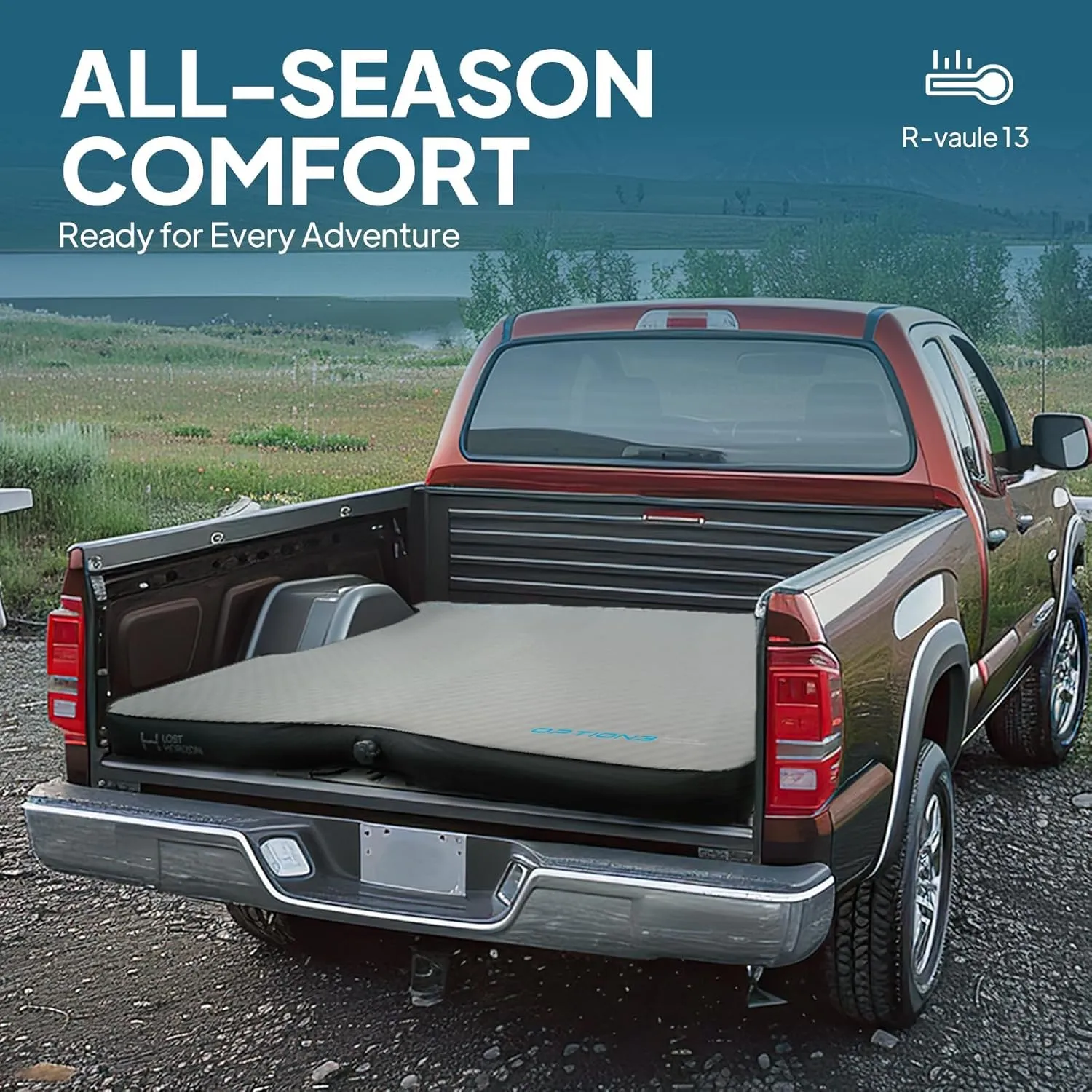 LOSTHORIZON Truck Bed Camping Air Mattress with Foam, Self Inflating Sleeping Pad for Full Size 5.5-5.8FT with Air Pump, 4.5" Thick