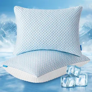 Love's cabin Firm Pillow Shredded Memory Foam Queen Size Set of 2,Cooling Bed Pillows for Sleeping 2 Pack,Soft Adjustable Pillows for Side Back Stomach Sleepers,29"x19"