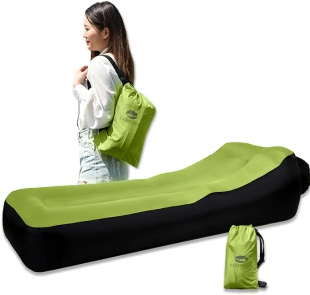 LUTEM Inflatable Lounger Outdoor Inflatable Couch Size:70.77(L)*32.67(W)*24.47(H) inch Indoor Recreation Outdoor Sports, Travelling Gear/Beach Lounger/Sleeping Bag/picnics/Camping Bed (Green)