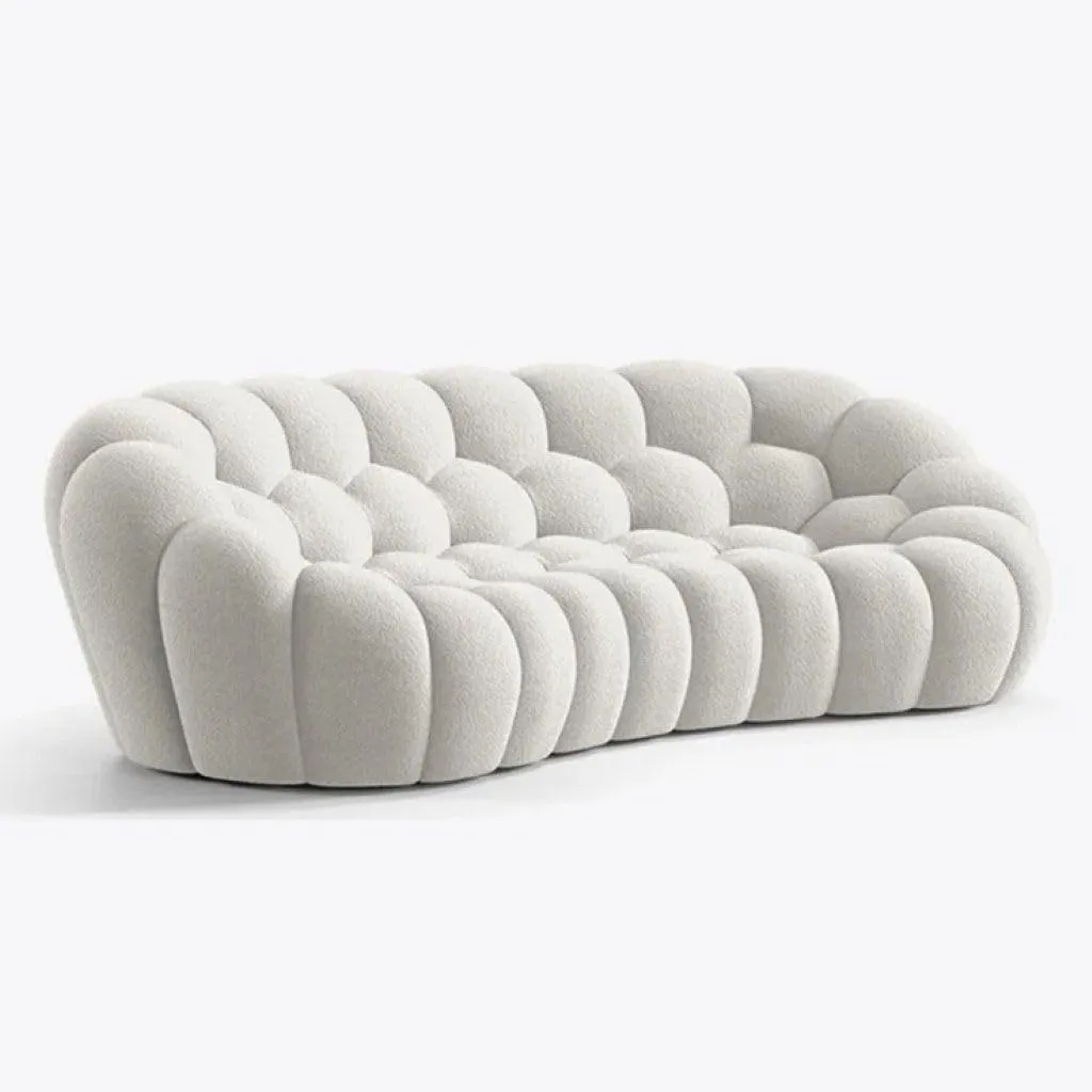 Luxurious Bubble Sofa, DIY PU Foam Sofa Couch,Foam Sofa Bed,Sofa for Living Room,Living Room Seating,Cushions and Pillows (White, 3 Seater)