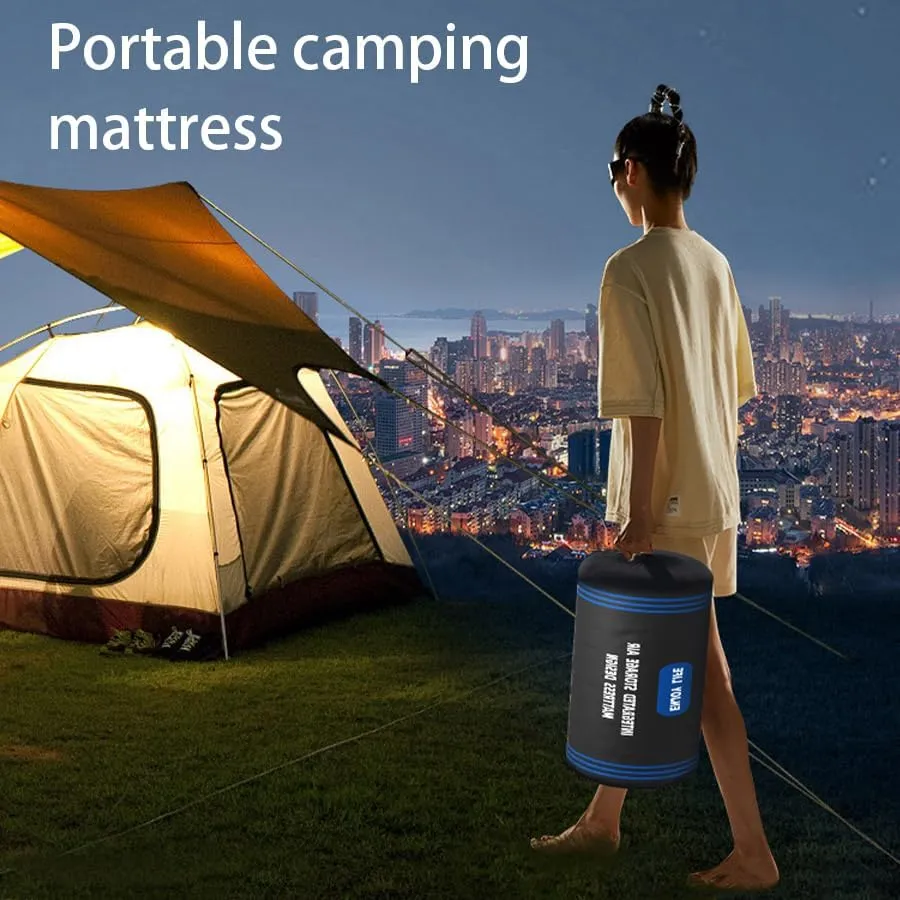 Luxury Air Mattress with Washable Nylon Cover & Pillow Twin Size - Expandable Zip-Connect, Tear-Resistant Inflatable Bed for Car Camping, Home, Office, Travel, Office (Grey, Short Single)