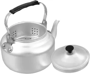 MAGICLULU Camping Tea Kettle Aluminum Tea Pot with Strainer Stovetop Whistling Pot Handle Kitchen