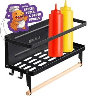 Maplefield - Grill Armory - Magnetic Grill Caddy - BBQ Shelf Organizer and Tool Holder - Strong Magnetic Shelf for Gas Grills, Refrigerators, Ovens and More