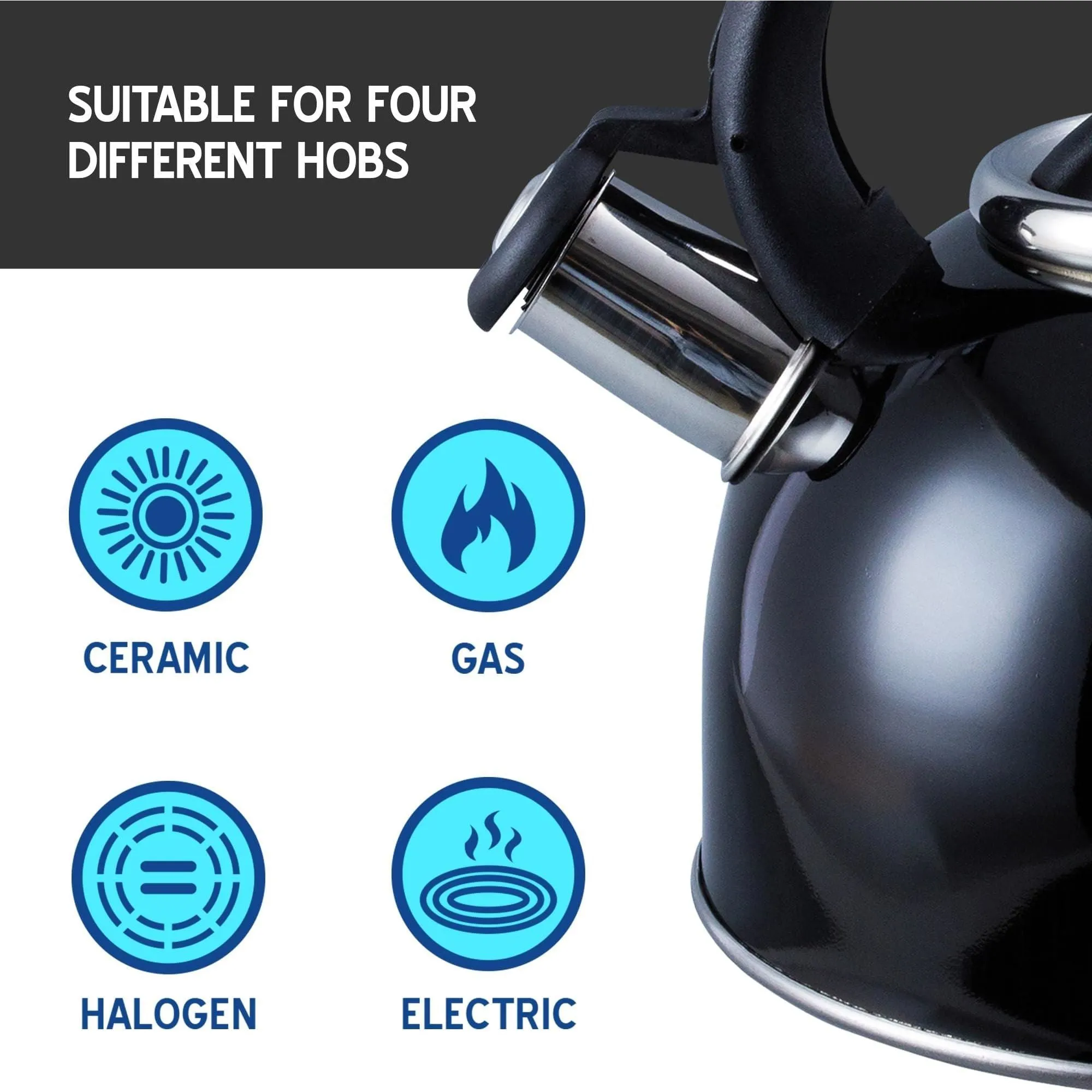 MDS1203 Liberty Black 2.5 Litre Whistling Kettle CW-T056-B1BLA