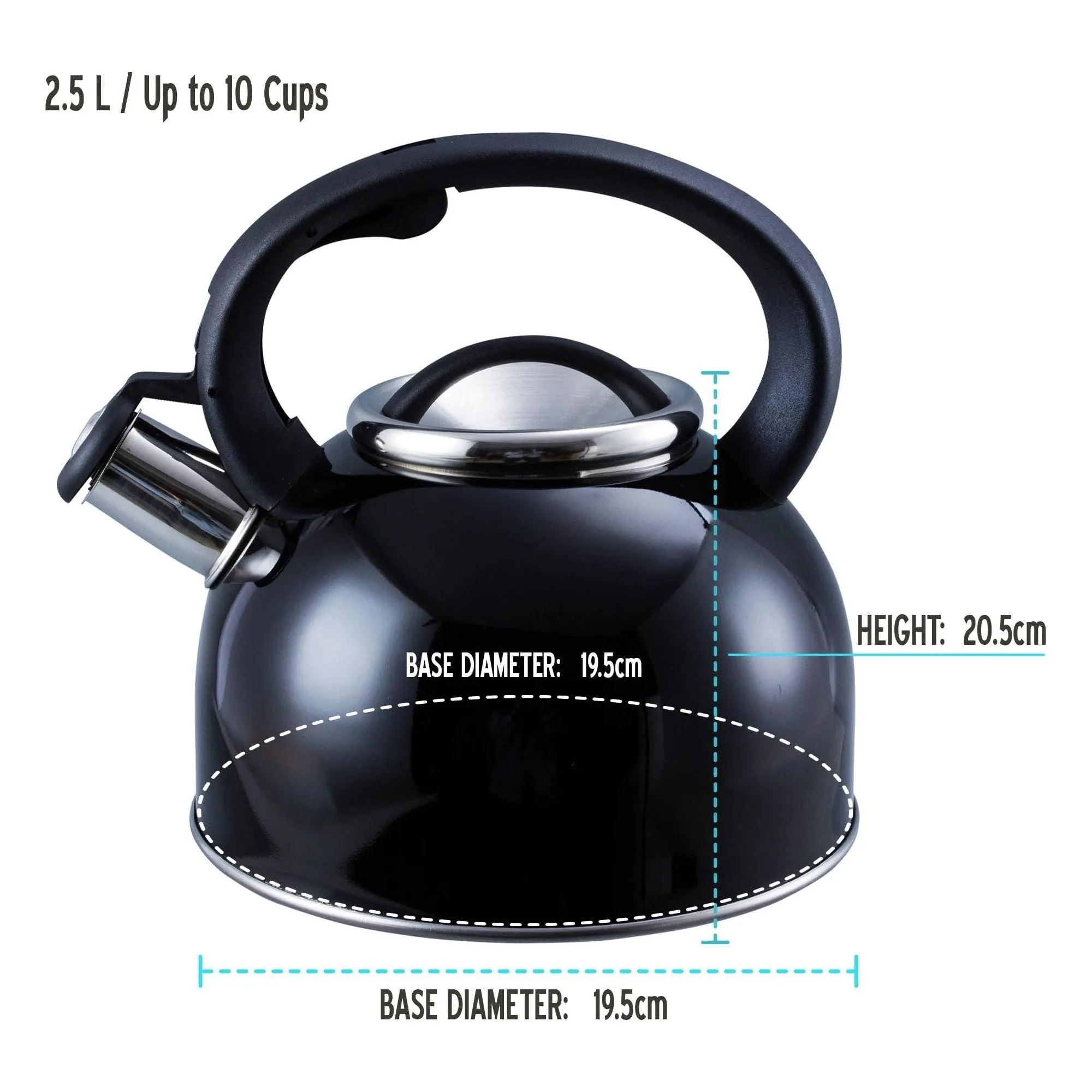 MDS1203 Liberty Black 2.5 Litre Whistling Kettle CW-T056-B1BLA