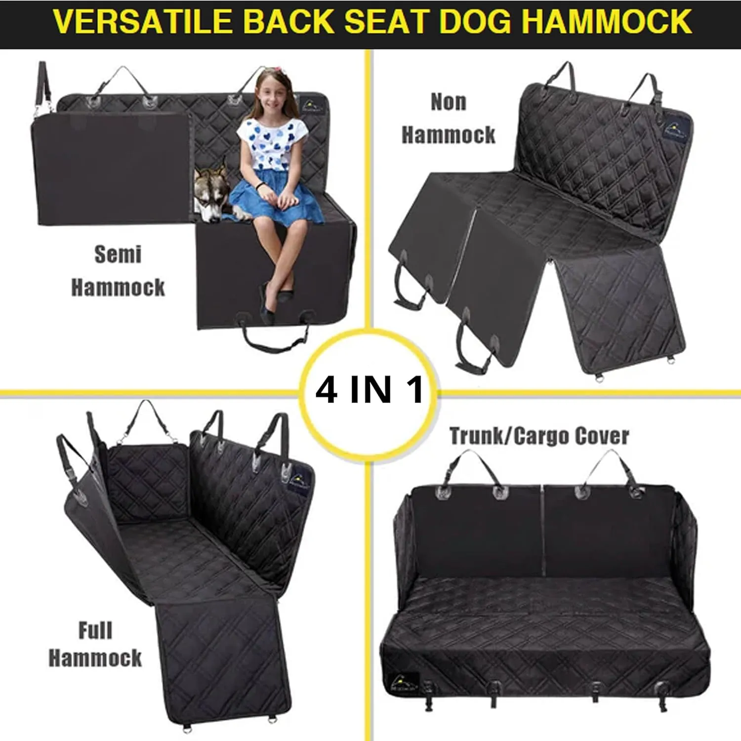Meadowlark XL Premium Hammock Dog Car Seat Cover Back, Cover Car Seat Protector, Non-Slip, Dog Stuff, Anti Shock, Water Repellant, Pet Car Seat Cover for Dogs w/Seat Belt & 2 Headrest Covers