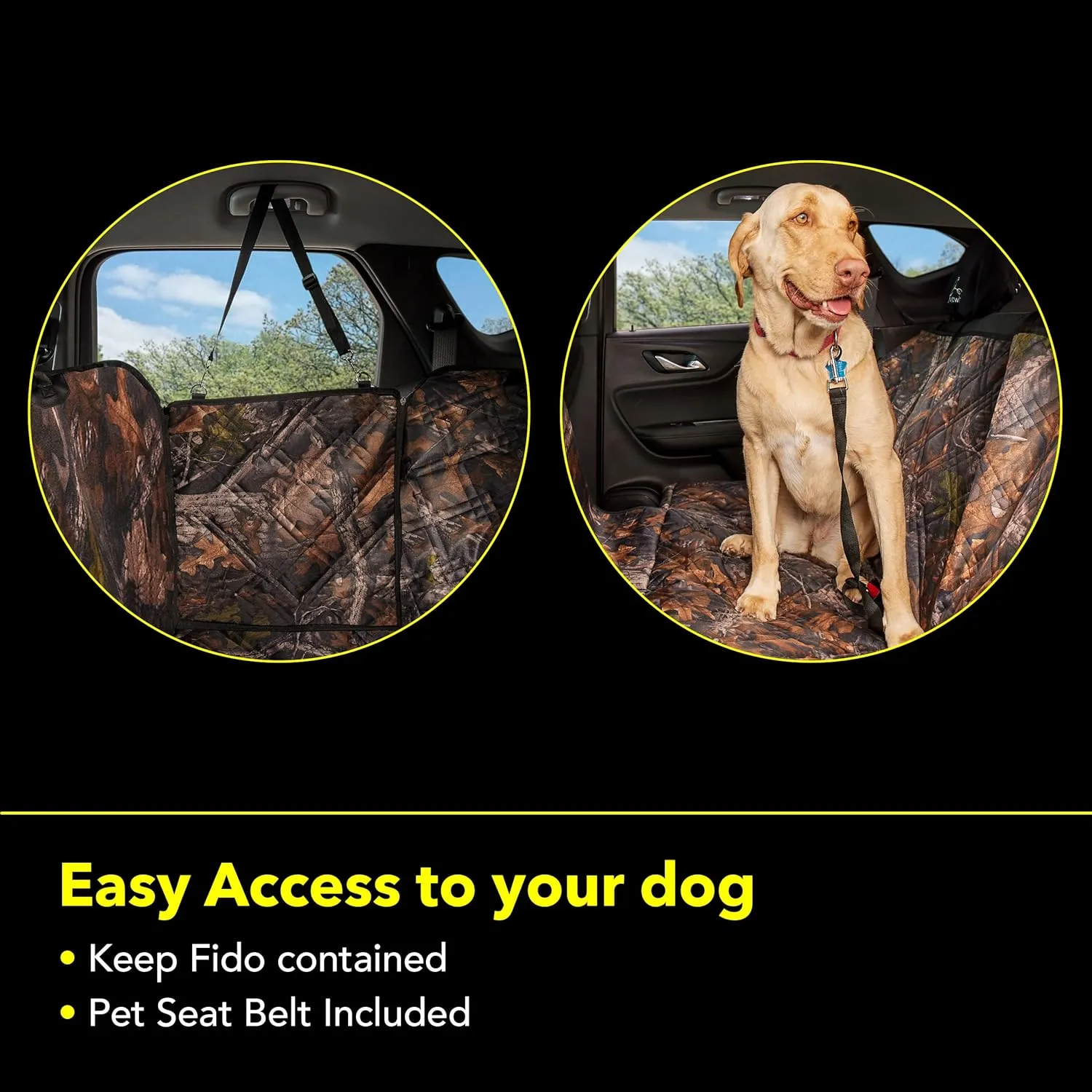 Meadowlark XL Premium Hammock Dog Car Seat Cover Back, Cover Car Seat Protector, Non-Slip, Dog Stuff, Anti Shock, Water Repellant, Pet Car Seat Cover for Dogs w/Seat Belt & 2 Headrest Covers