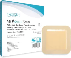 MedVance TM Foam – Bordered Adhesive Hydrophilic Foam Dressinge 6"x6" (4.1"x4.1" Pad) Box of 5 dressings