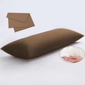 Memory Foam Body Pillow with Removable 100% Cotton Cover, Full Body Pillows for Adults, Large Long Bed Pillow for Sleeping, Firm & Supportive (20x54 inch, Brown)