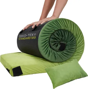 Memory Foam Camping Pad, Waterproof Sleeping Pad for Adults, Roll Up Floor Mattress for Indoor/Outdoor Use, Ideal for Side Sleepers and Guests