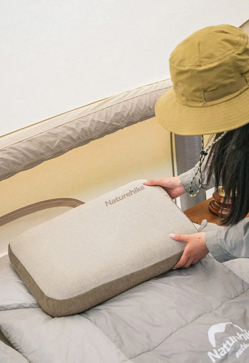 Memory Foam Comfort Pillow – Portable Square Camping and Travel Pillow with Easy Storage