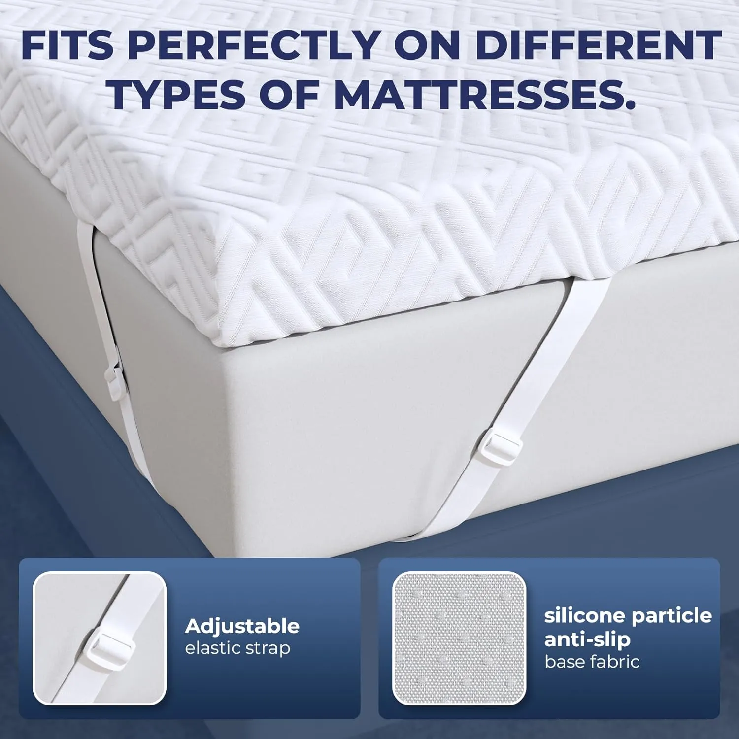 Memory Foam Mattress Topper - 3 Inch Gel Mattress Pad for Pressure Relief, Premium Soft Cooling Sleep Bed Topper, Non-Slip Design with Removable & Washable Cover, CertiPUR-US