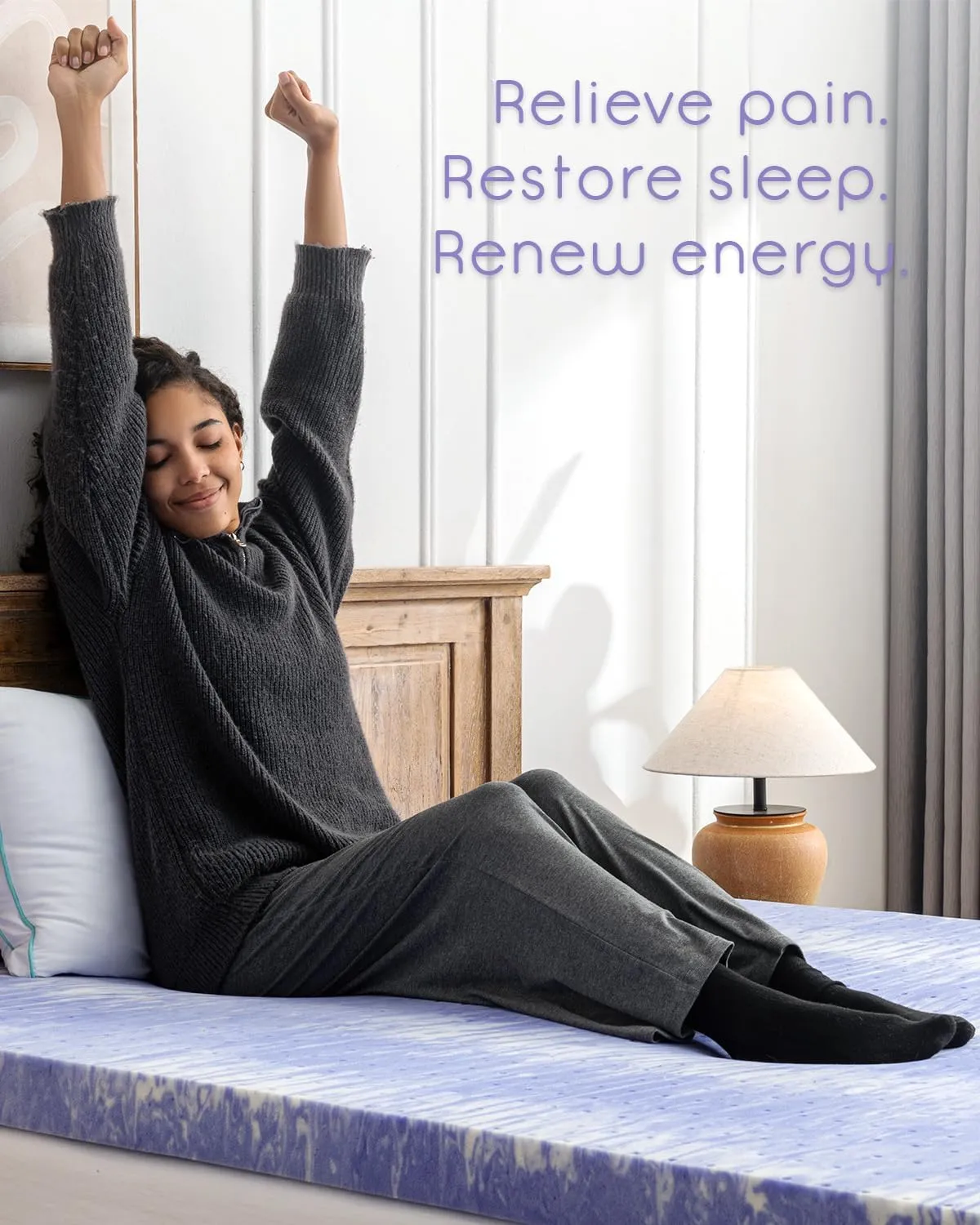 Memory Foam Mattress Topper Queen 3 Inch Gel Ventilated Design Pressure Relieve Mattress Pad Soft Breathable Bed Topper, CertiPUR-US Certified