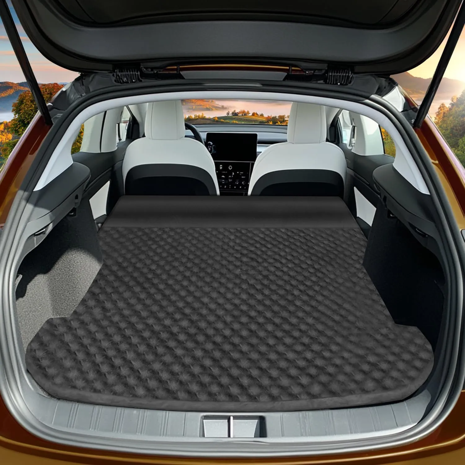 Memory Foam Mattresses for Tesla Model Y Trunk Camping, Self-Inflating Sleeping Pad for SUV Outdoor Travel (Black)