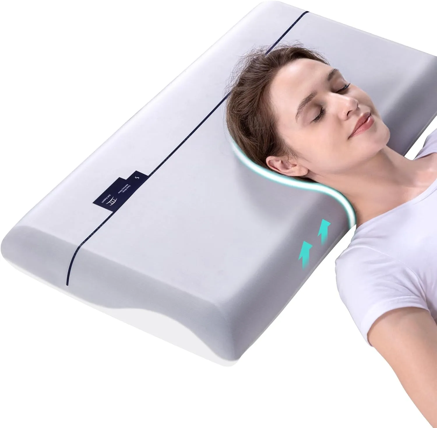 Memory Foam Pillows, Cooling Gel Cervical Neck Pillow with Cool Washable Pillowcase, Deep Sleep Ergonomic Cooling Pillow for Neck Pain Relief