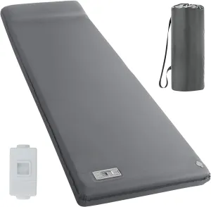 Memory Foam Sleeping Pad - 3.1" Ultra-Thick, Fast Self-Inflating, 9.5 R-Value Insulated - Ideal for Family Car Camping & Road Trips, Comfort for Adults (Gray)