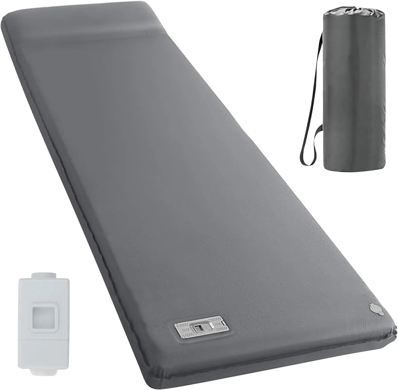 Memory Foam Sleeping Pad - 3.1" Ultra-Thick, Fast Self-Inflating, 9.5 R-Value Insulated - Ideal for Family Car Camping & Road Trips, Comfort for Adults (Gray)