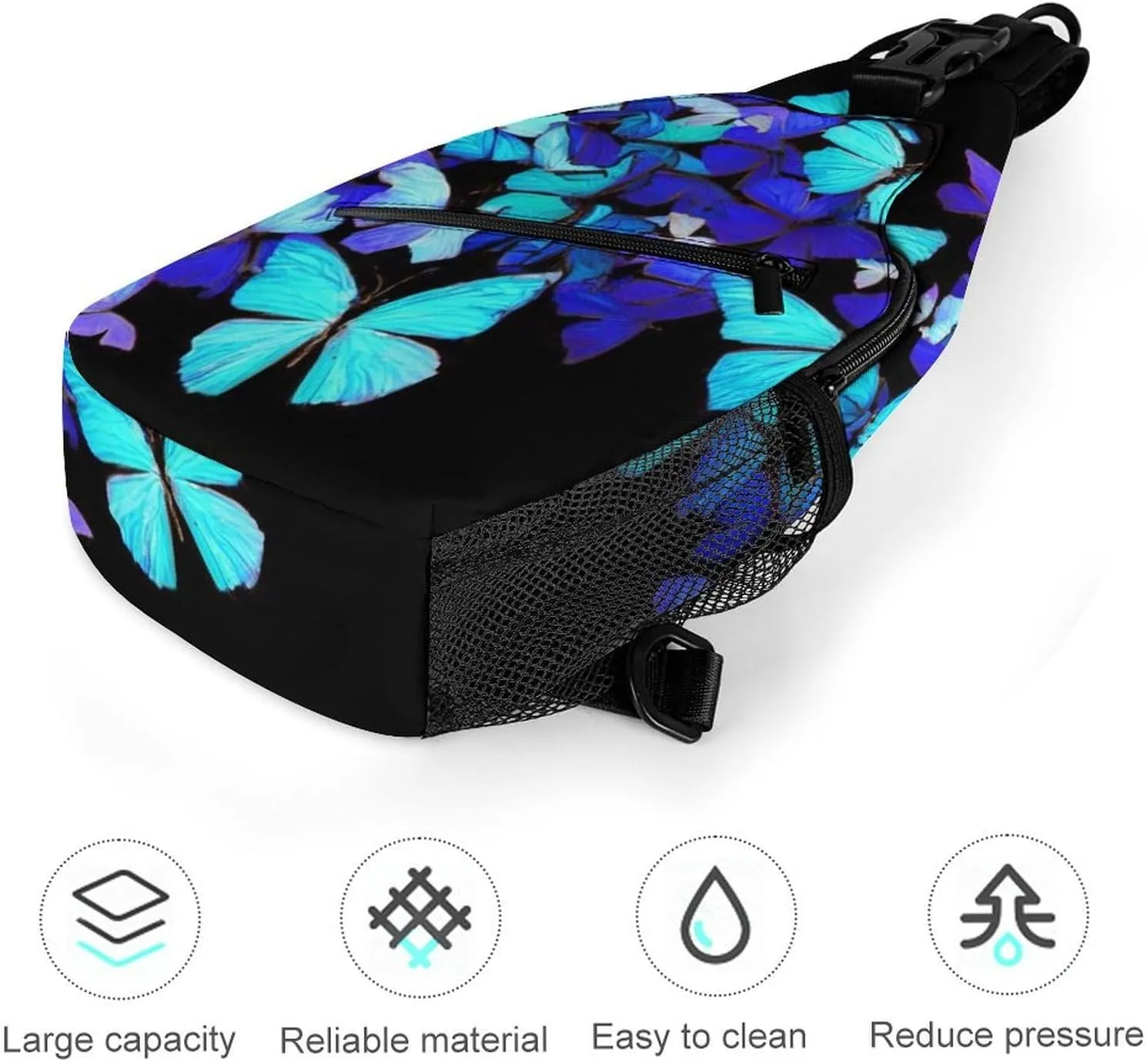 Men & Women Gym Bags Sack Daypack Outdoor Backpack, Blue Butterflies Art Sling Bag Backpack Bag for Business Travel Hiking - Unbalance Camera Case
