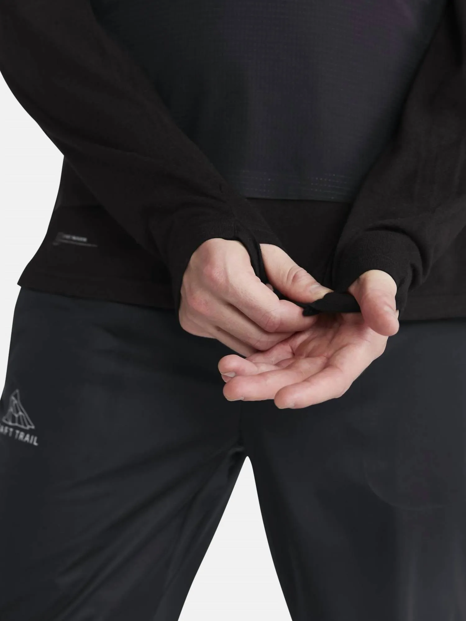 Men's Adv Trail Wool Wind Long Sleeve Tee In Black/platinum