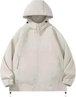 Men's Rain Jacket Waterproof Hooded Lightweight Breathable Active Outdoor Raincoat for Outdoor Cycling Hiking Running