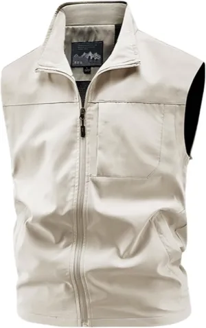 Men's Sleeveless Safari Travel Cargo Vest with Pockets Casual Utility Outdoors Travel Sports Work Fishing Vest