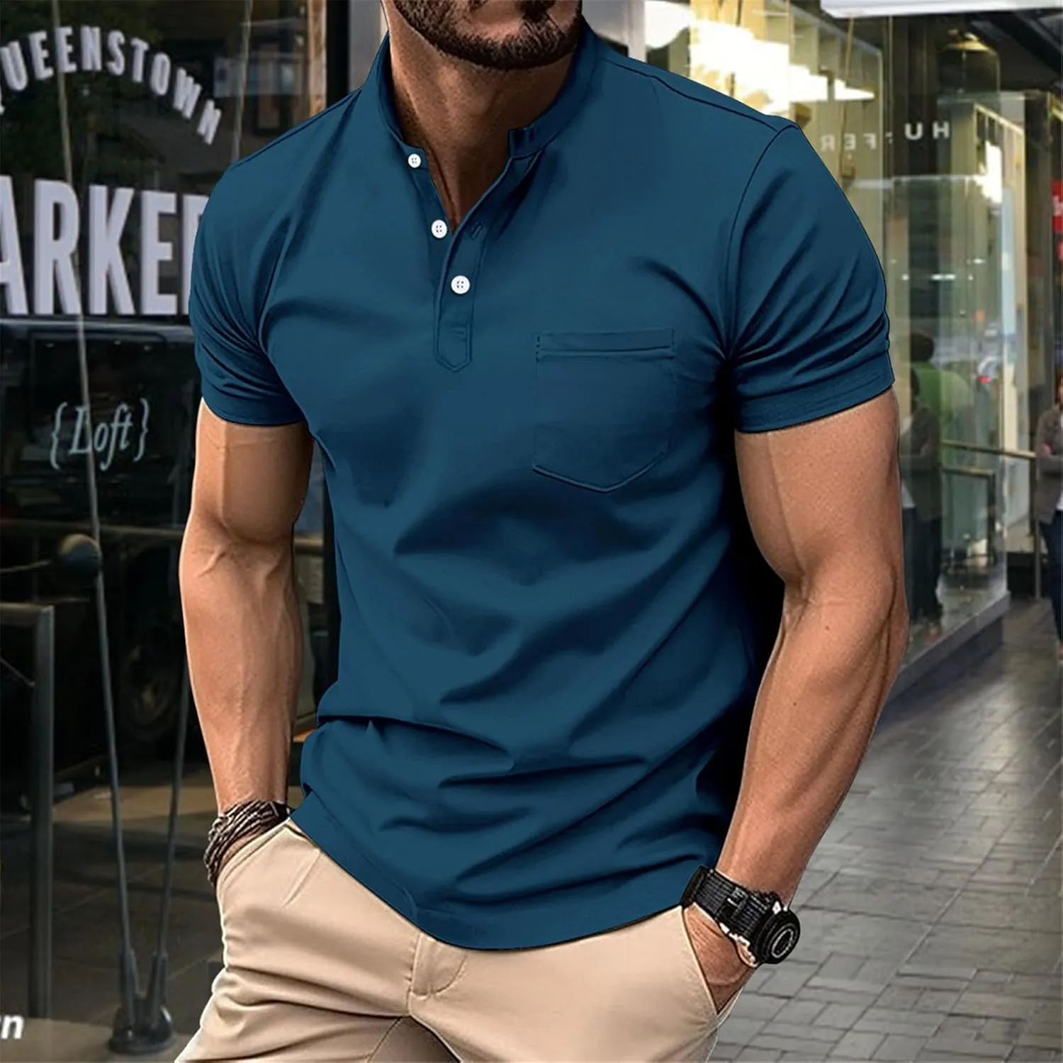 Mens T-Shirts Day Digital Printing Casual Basic Tee Tops Daily Casual Stylish Collared Shirts for Men Polo Shirts