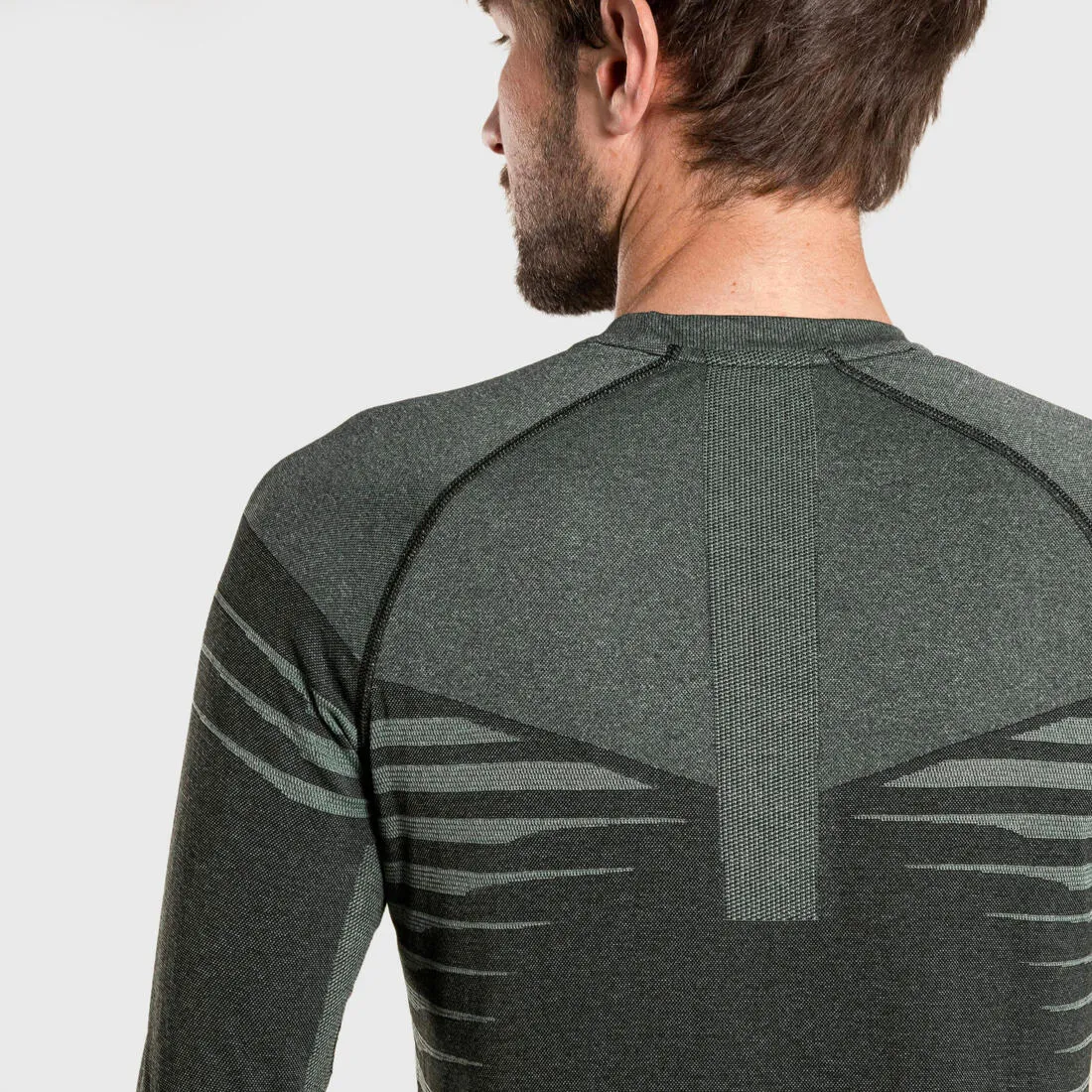 Men's Trail Running Long-Sleeved Seamless Jersey - Khaki
