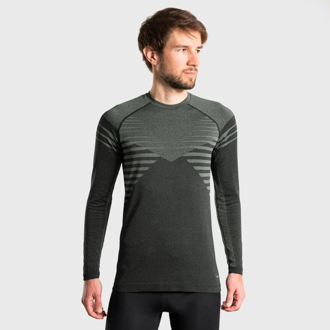 Men's Trail Running Long-Sleeved Seamless Jersey - Khaki