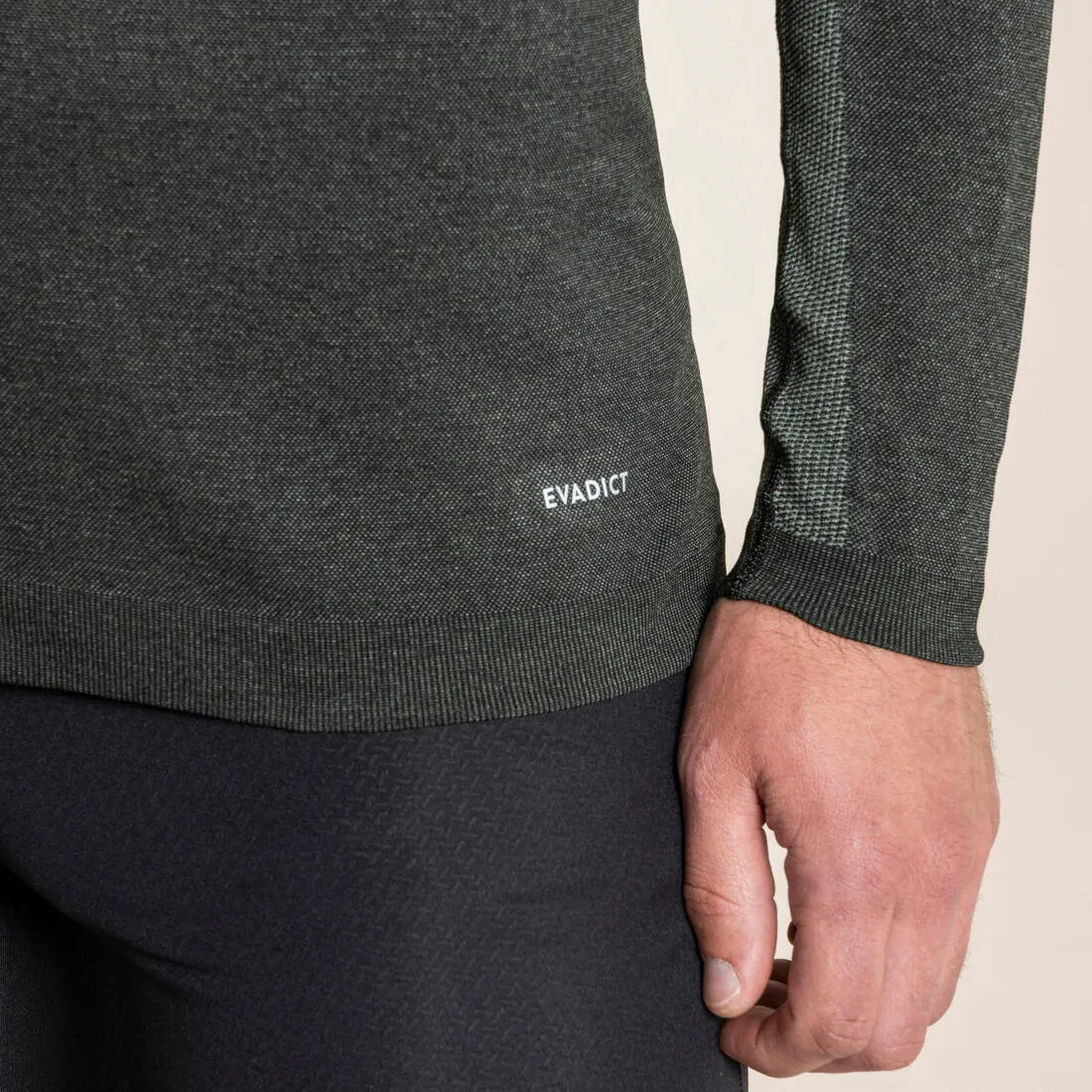 Men's Trail Running Long-Sleeved Seamless Jersey - Khaki