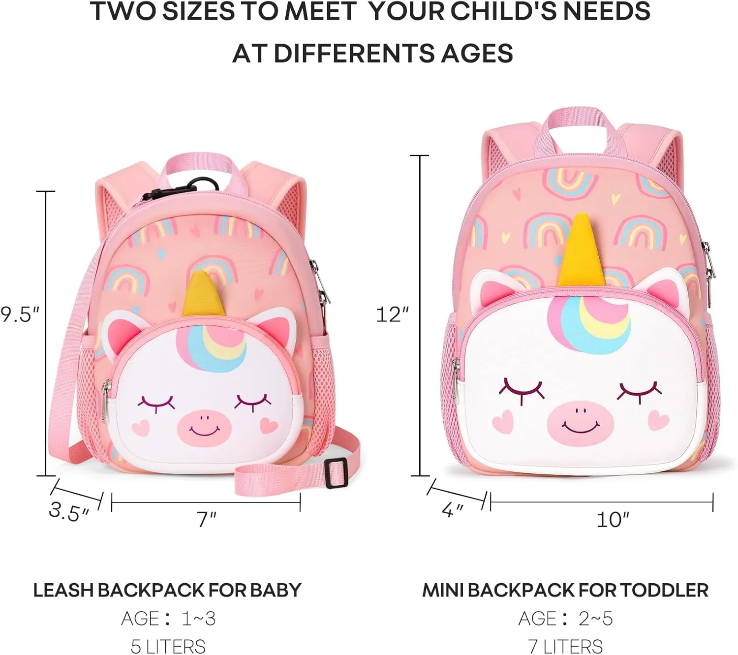 mibasies Backpack Leash for Toddlers 1-3: Baby Backpack with Leash for Boys Girls - Unicorn Backpack - 9inch Mini
