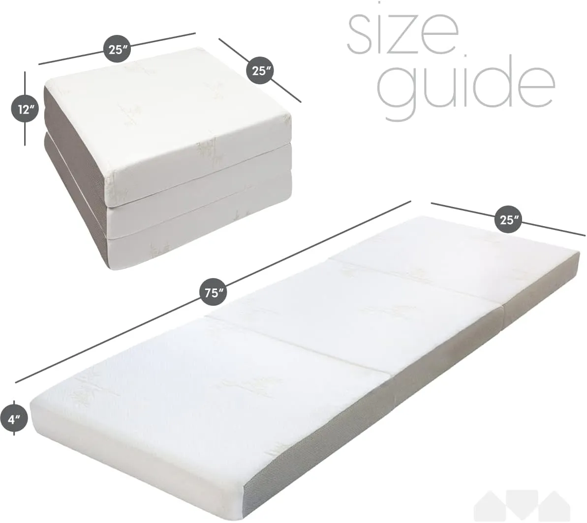 Milliard Trifold Mattress, Single Size, 4 inch, Portable Foldable Mattress Single with Medium Firm Foam, Washable Cover, Tri-Folding Floor Bed, Fold Up Guest Bed, RV Travel, Camping, 75" x 25”